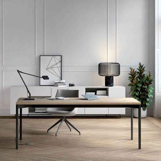 Bureau individuel rectangulaire à plateau droit